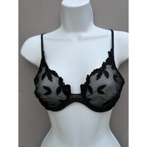 Malizia By La Perla Mesh Embroidered Underwire Demi Bra 34 D Made In Italy